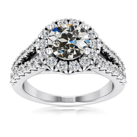 Damen Halo Verlobungsring Altschliff Echt Diamant Split Shank 4.75 Karat