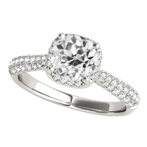 Damen Halo-Verlobungsring runder alter Minenschliff Echt Diamanten 3.50 Karat