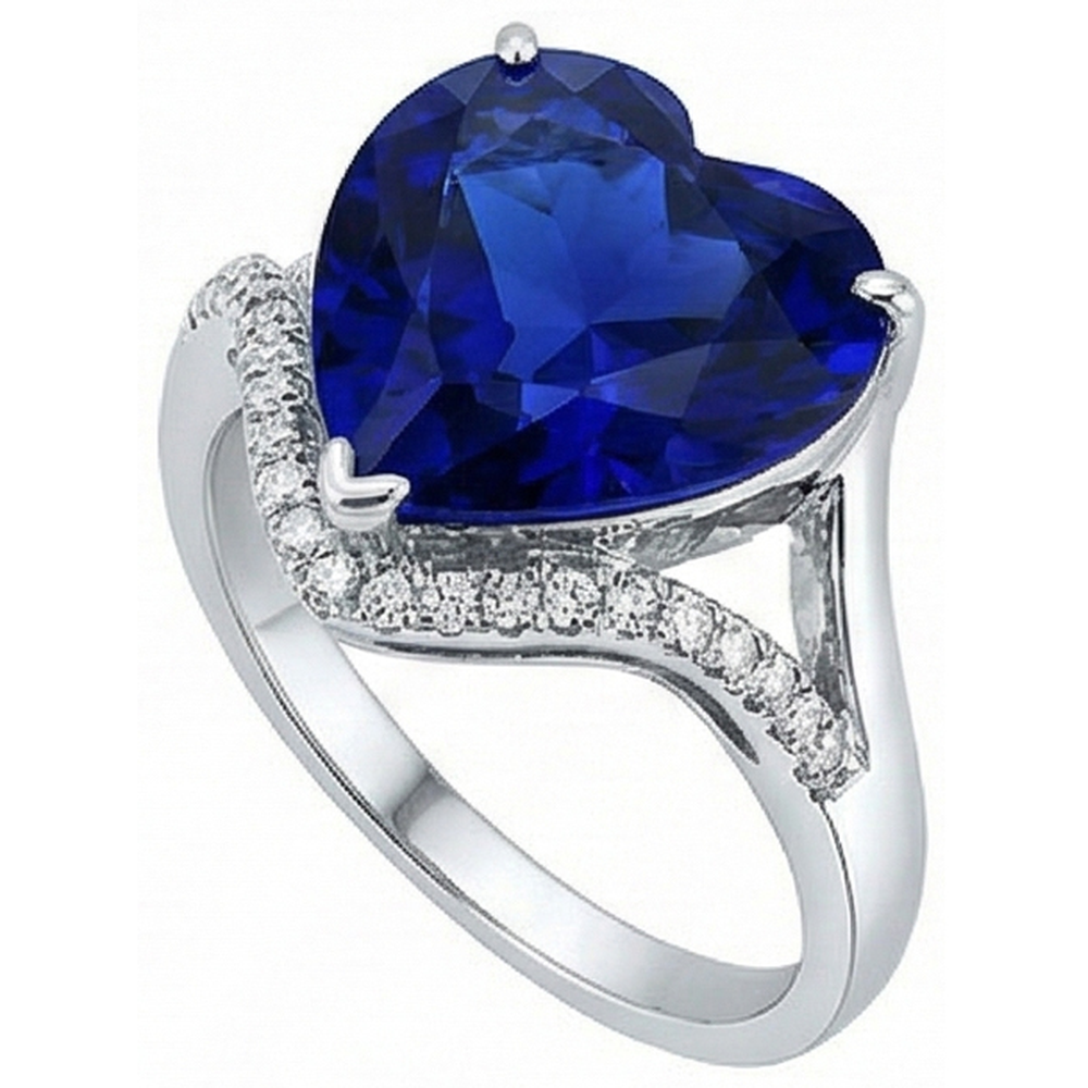 Damen Herz Edelstein Ceylon Saphir Ring 6 Karat Twisted Style
