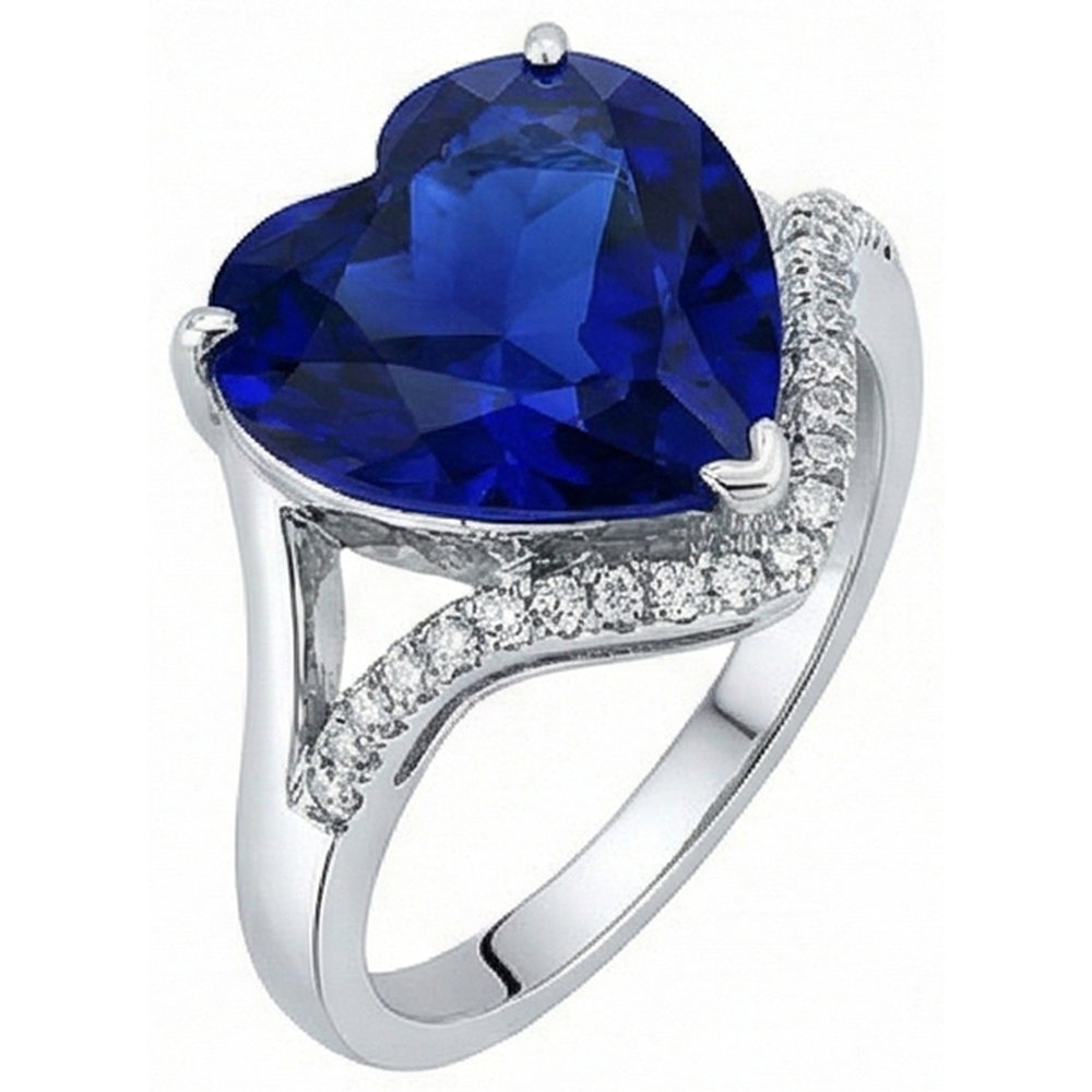Damen Herz Edelstein Ceylon Saphir Ring 6 Karat Twisted Style