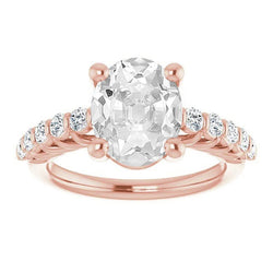 Damen Hochzeit Ovaler Alteuropäischer Echt Diamantring Krappenset 6.50 Karat