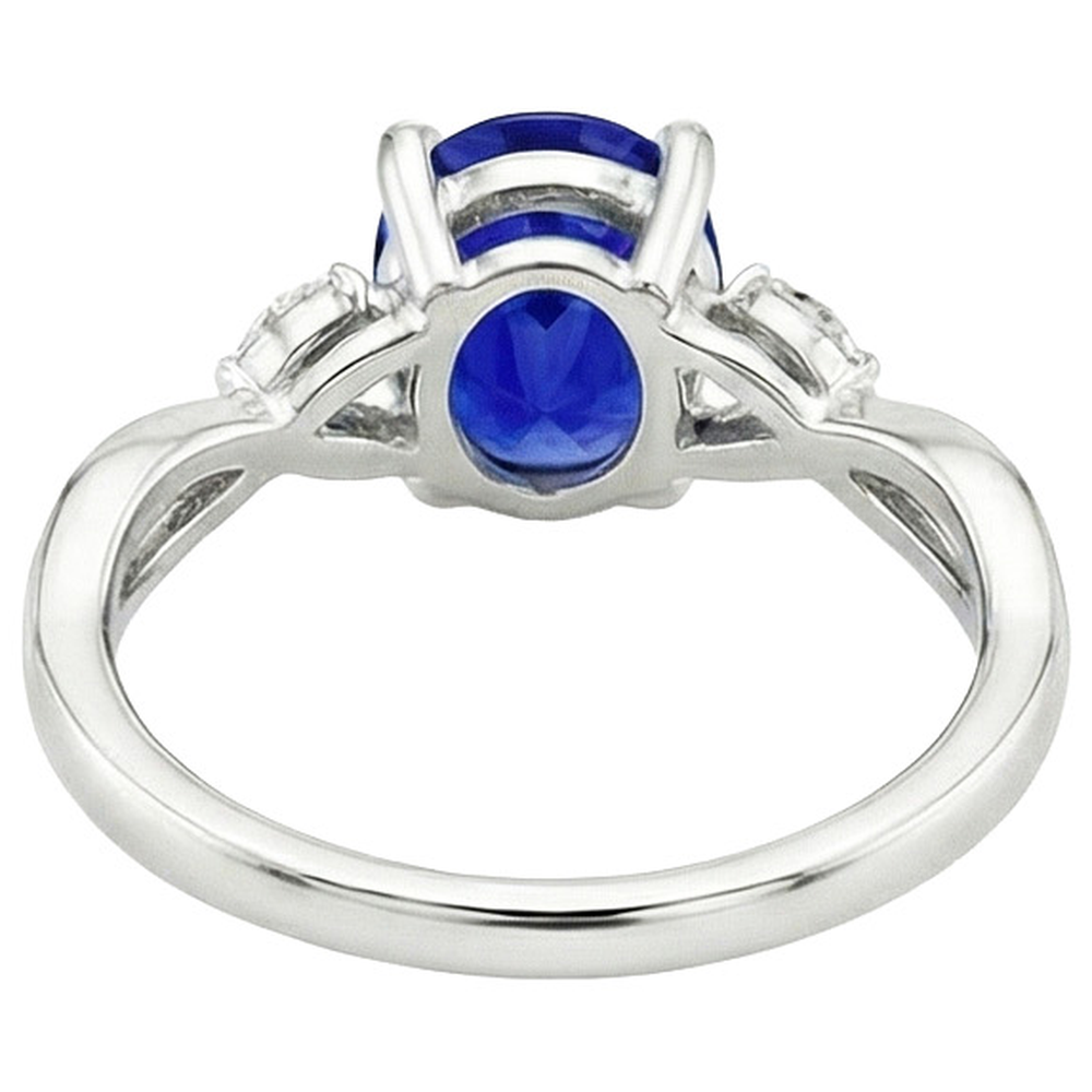 Damen Jubiläumsring Oval Blauer Saphir & Marquise Aus der Erde Abgebauter Natürlicher Diamant 6 Karat
