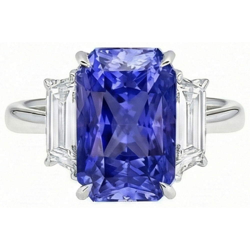 echter radiant diamant 5.50Karat ring Seitenansicht