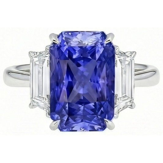echter radiant diamant 5.50Karat ring Seitenansicht