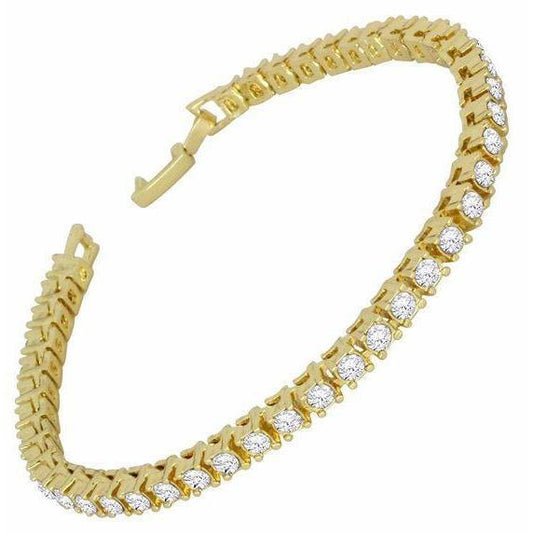 Damen-Natürlich Diamant-Tennisarmband aus 14 Karat Gelbgold 8,10 Karat Edelschmuck