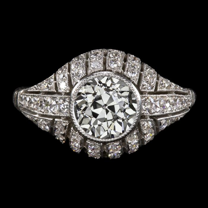 Damen Natürliche Diamant Fancy Ring Old Cut Lünette 3.75 Karat Milgrain Gold