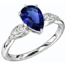 Damen Natürlicher Diamant ( nicht im Labor gezüchtet ) Schmuck Ceylon Saphir Ring 2 Karat Weißgold 14K