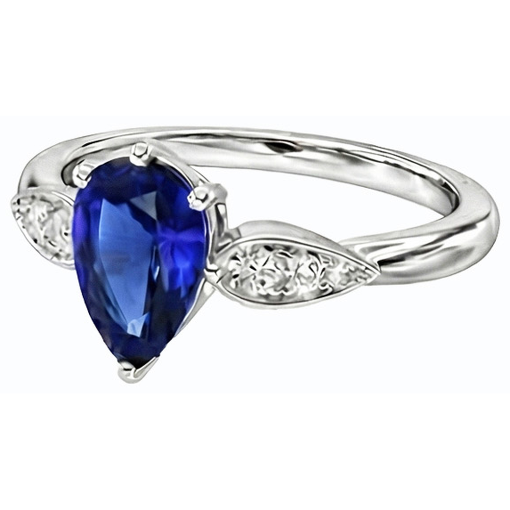 Damen Natürlicher Diamant ( nicht im Labor gezüchtet ) Schmuck Ceylon Saphir Ring 2 Karat Weißgold 14K