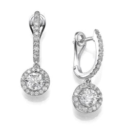 Damen-Ohrringe 3,60 Karat Echt Diamanten im Rundschliff Weißgold 14K