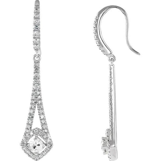 Damen-Ohrringe aus Weißgold mit runden Echt Diamanten im Altschliff, 3 Karat