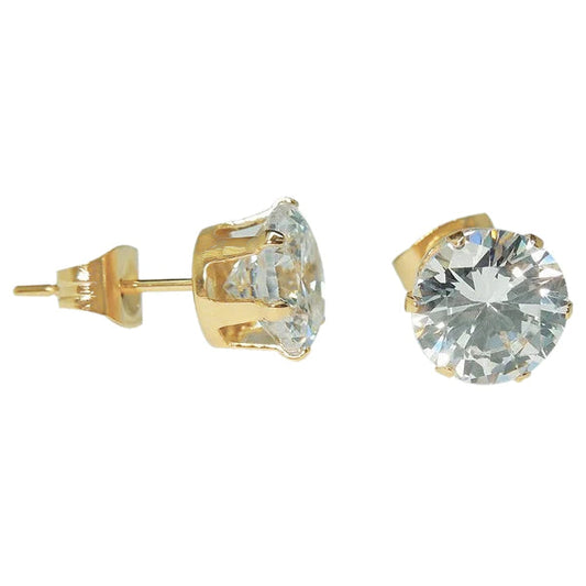 Damen Ohrstecker mit Rundschliff. 4 Karat Echt DiamantGelbgold 14K