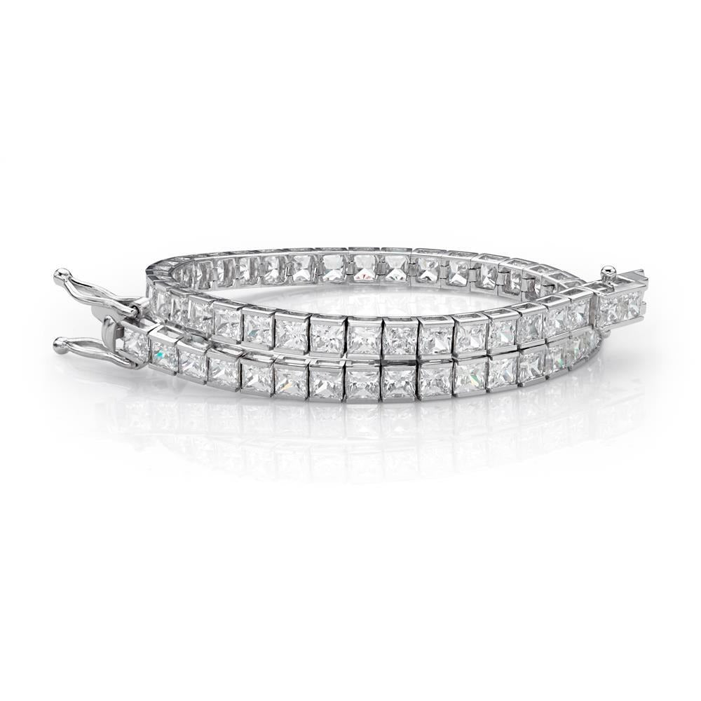 Damen Princess Cut 12.10 Karat Natürliche Diamant Tennis Feiner Armbandschmuck