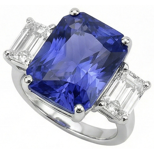 echter radiant diamant 7Karat ring Seitenansicht