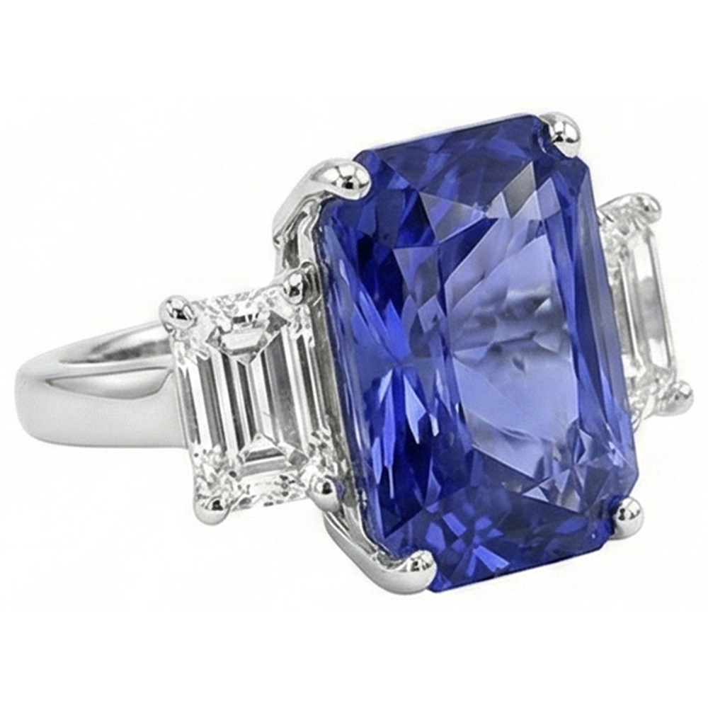 echter radiant diamant 7Karat ring Draufsicht