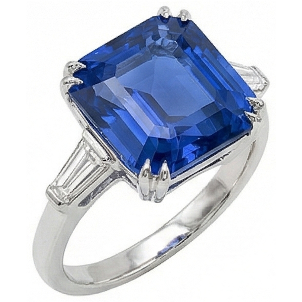 Damen Ring aus 3 Steinen Smaragd mit natürlichem Saphir und Natürlicher Diamant ( nicht im Labor gezüchtet )en 4,50 Karat