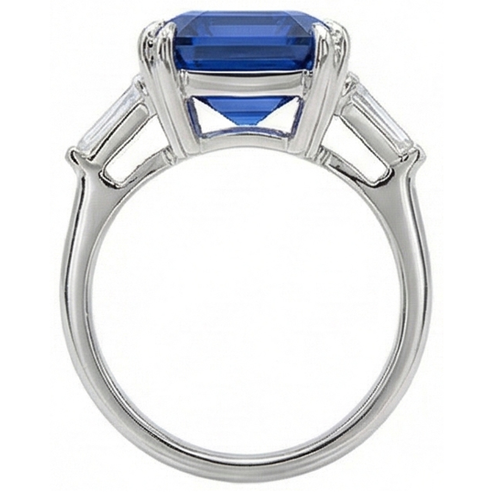 Damen Ring aus 3 Steinen Smaragd mit natürlichem Saphir und Natürlicher Diamant ( nicht im Labor gezüchtet )en 4,50 Karat