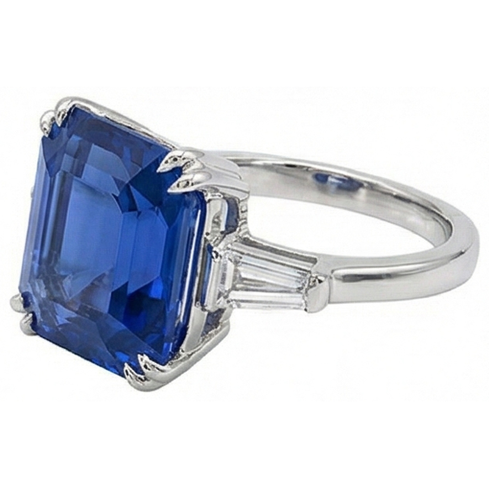 Damen Ring aus 3 Steinen Smaragd mit natürlichem Saphir und Natürlicher Diamant ( nicht im Labor gezüchtet )en 4,50 Karat