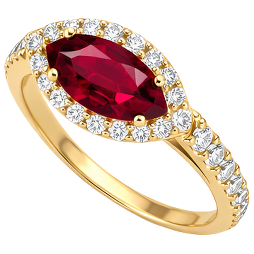 Damen Roter Marquise Schliff Rubin Aus der Erde Abgebauter Natürlicher Diamant Ring 3.50 Karat Gelbgold 14K