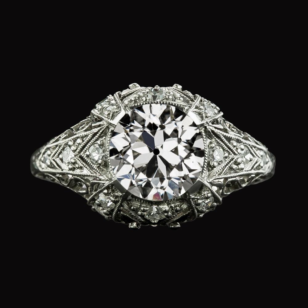 Damen Runder Altschliff Echt Diamantring Milgrain Antiker Stil 4.25 Karat