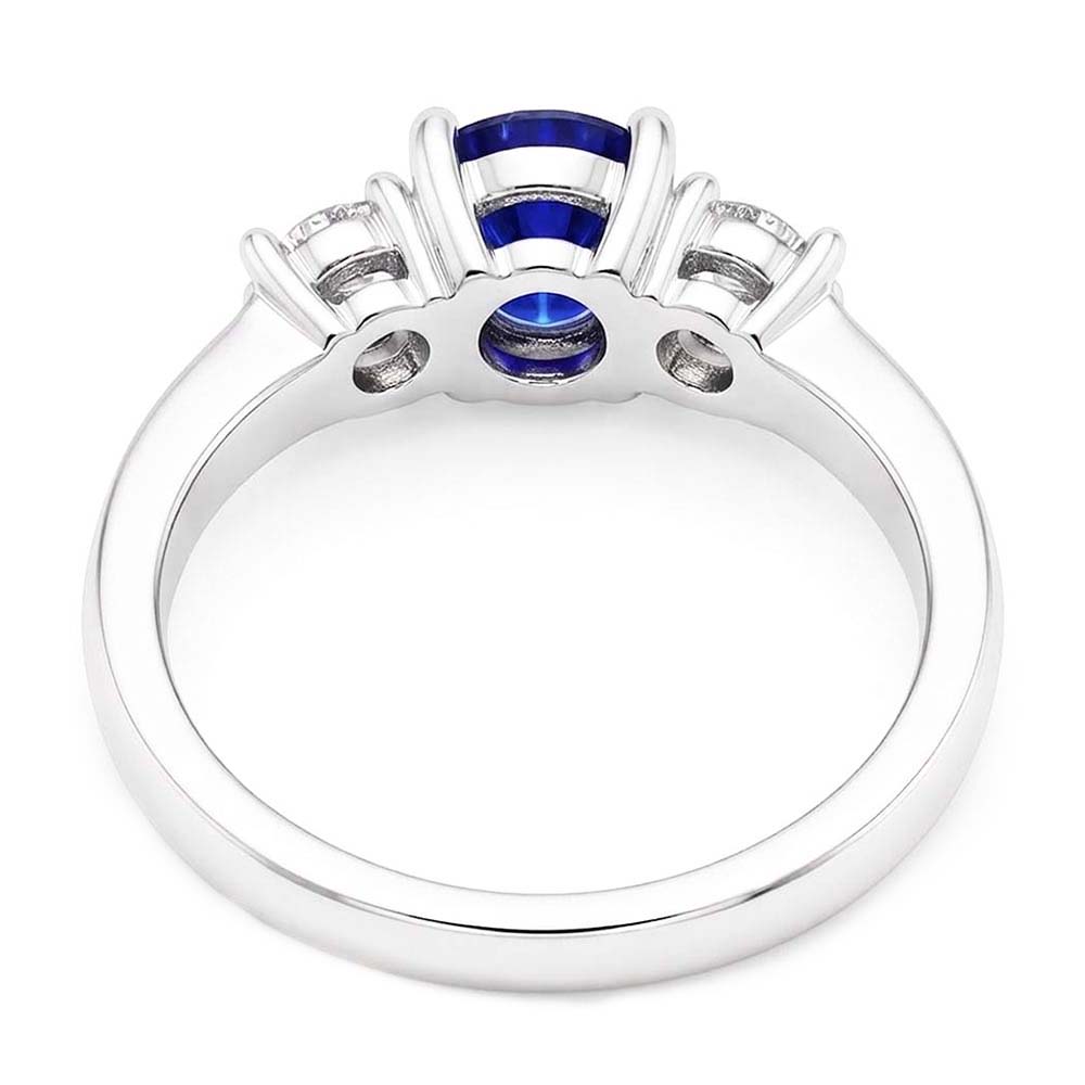 Damen Runder Aus der Erde Abgebauter Natürlicher Diamant-Verlobungsring 2 Karat Blauer Saphir Gold 14K