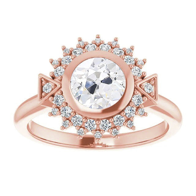 Damen Runder Doppel Halo Ring alter Bergmann Echt Diamanten 4 Karat Schmuck