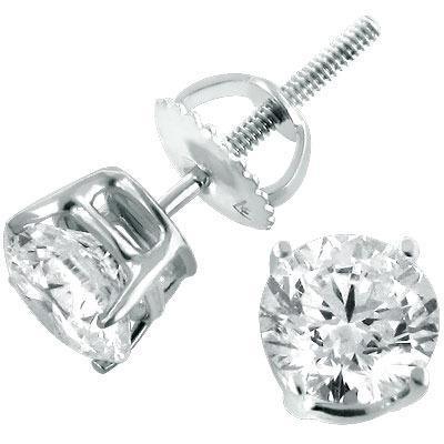 Damen Runder Echt Diamant Ohrstecker aus massivem Weißgold Schmuck 2 Karat