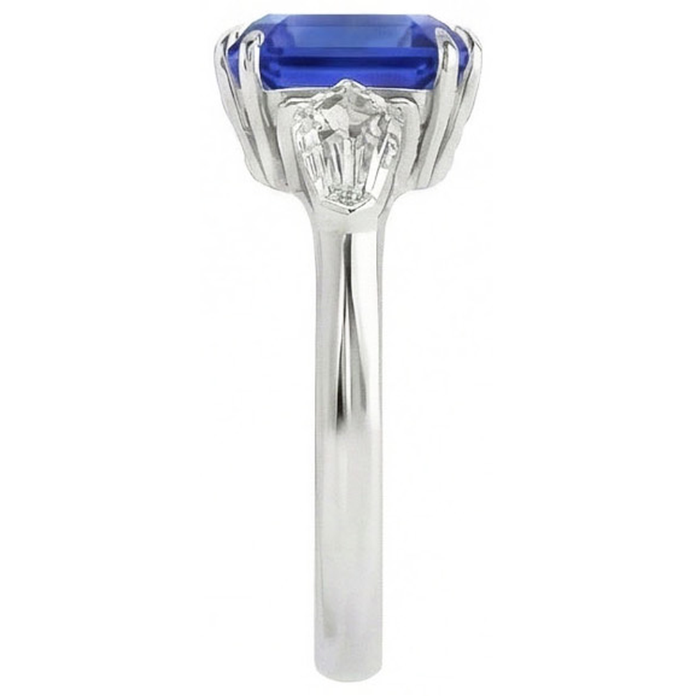 Damen Saphir Ring Asscher Cut 2.50 Karat Konische Baguette Aus der Erde Abgebauter Natürlicher Diamanten