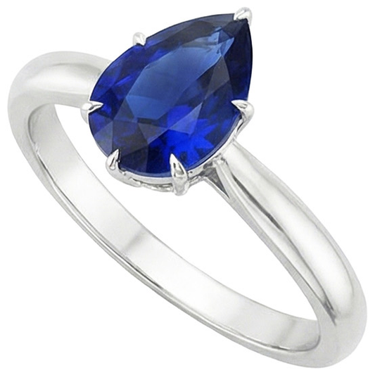 Damen Solitaire Edelstein Ring Birne Ceylon Saphir 4 Karat