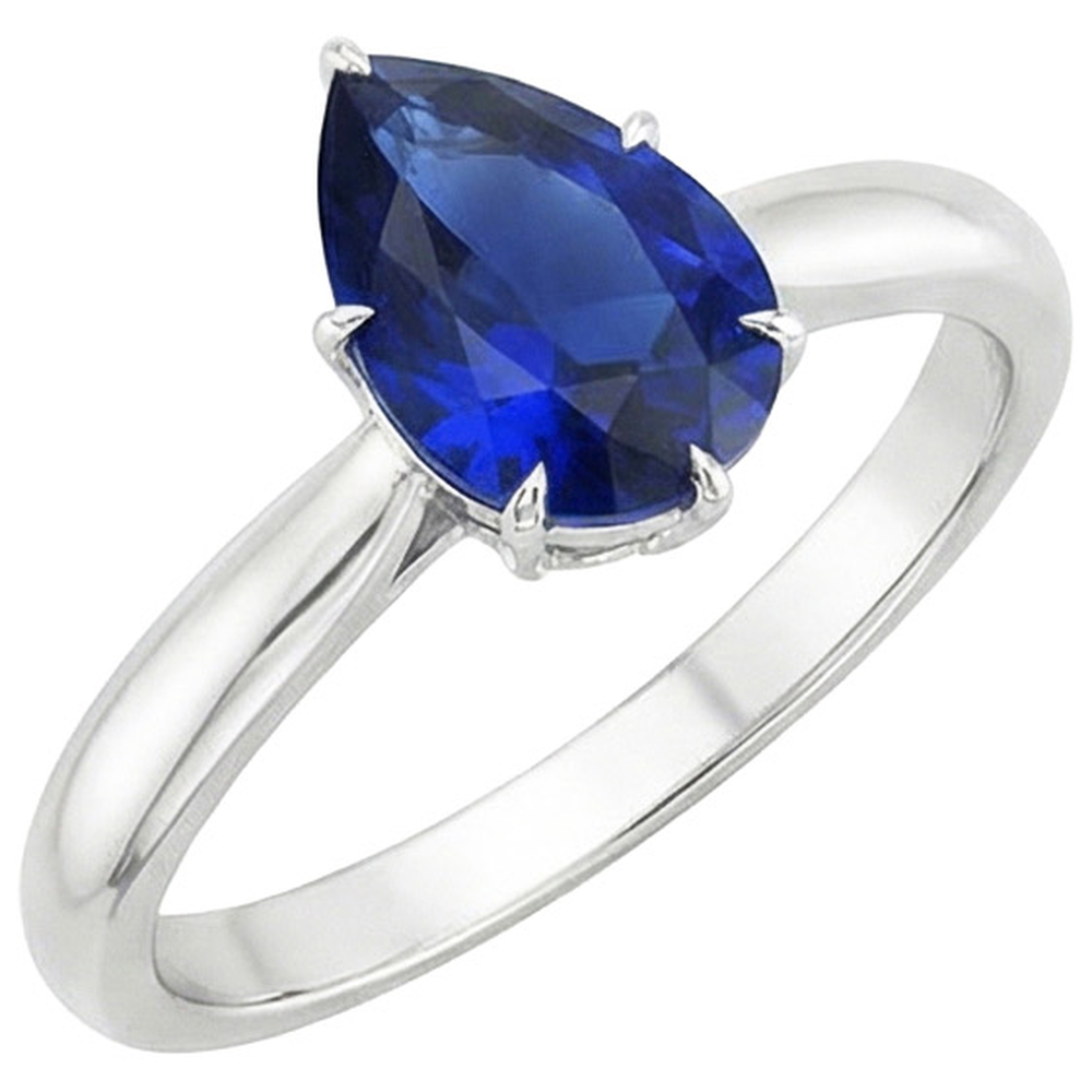 Damen Solitaire Edelstein Ring Birne Ceylon Saphir 4 Karat