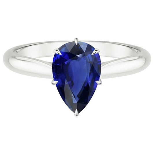 Damen Solitaire Edelstein Ring Birne Ceylon Saphir 4 Karat