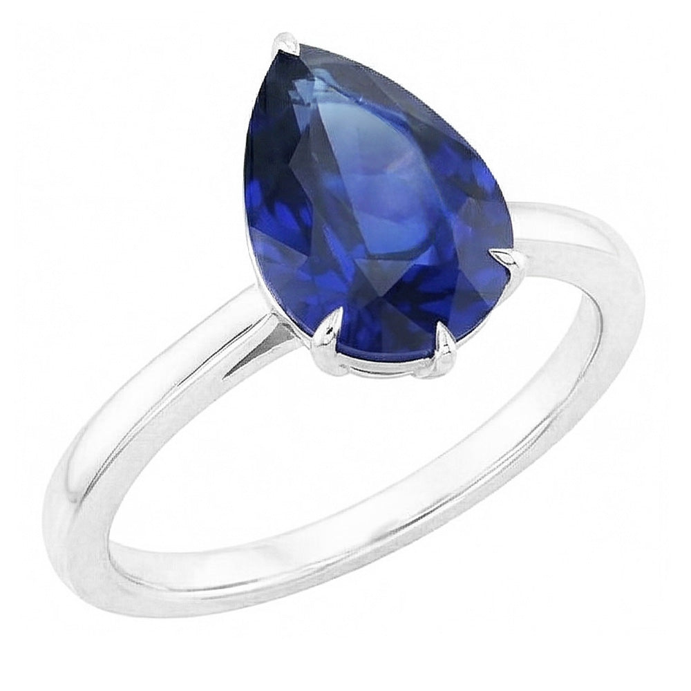 Damen Solitaire Ring Birnenschliff Sri Lanka Saphir Schmuck 1,50 Karat