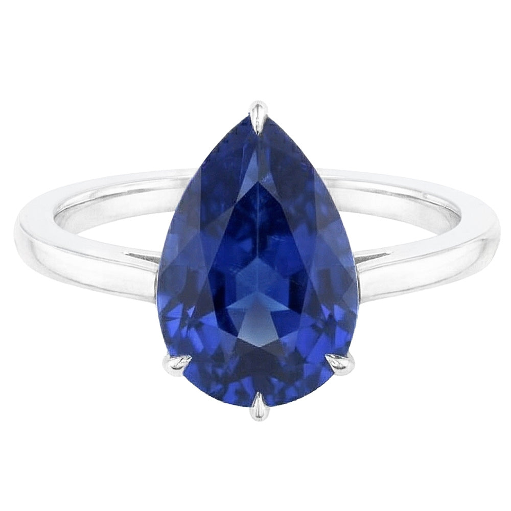 Damen Solitaire Ring Birnenschliff Sri Lanka Saphir Schmuck 1,50 Karat