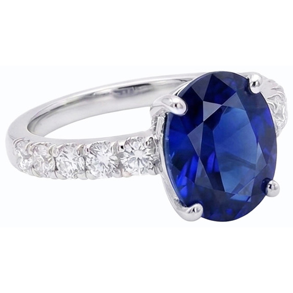 echter oval diamant 5.50Karat ring Profilansicht