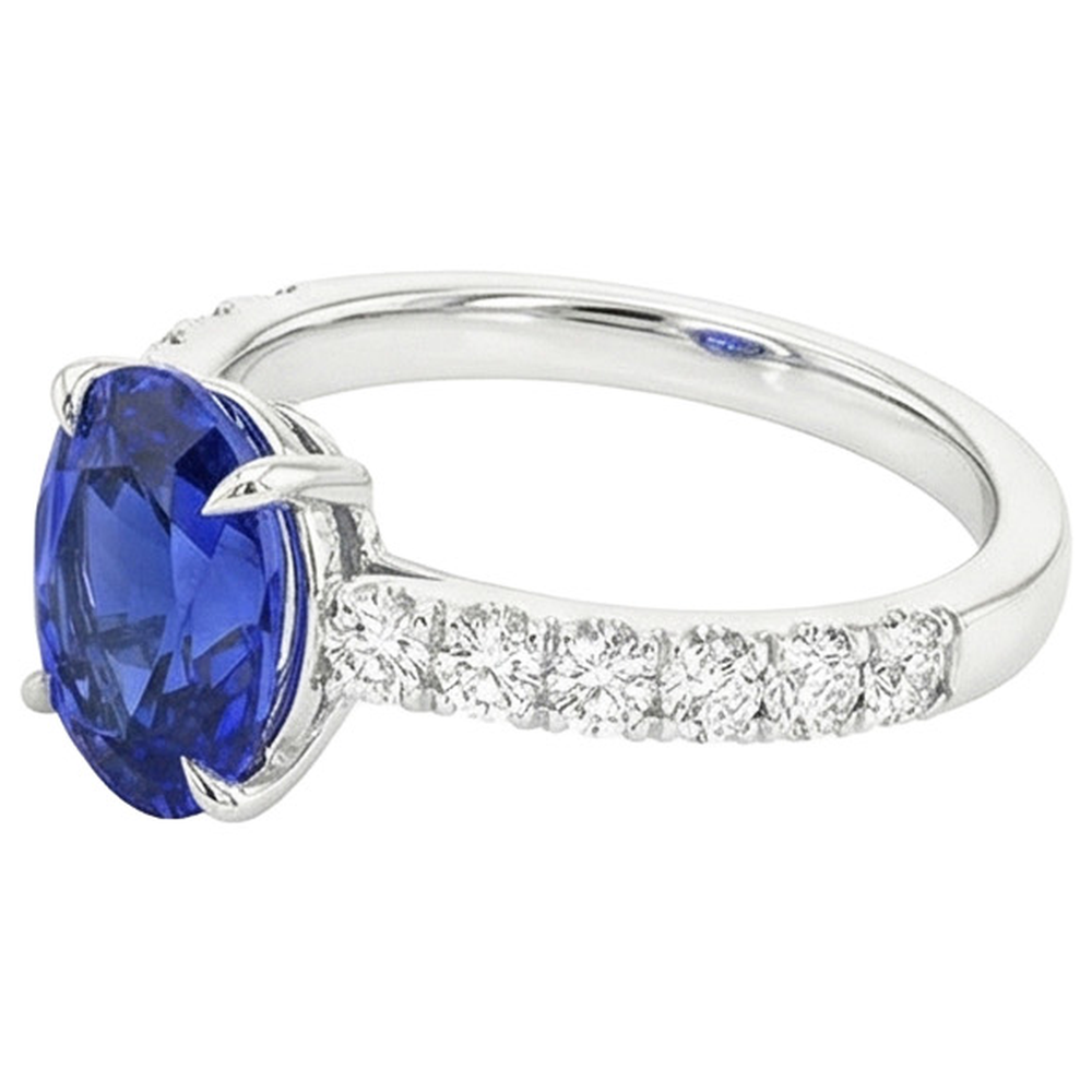 echter oval diamant 4Karat ring Profilansicht