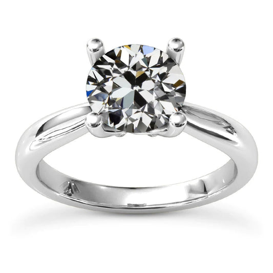 Damen Solitärring Old Mine Cut Echt Diamant Krappen Set 3 Karat