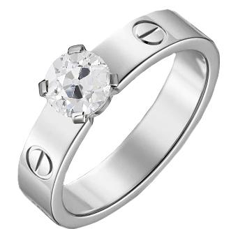 Damen Solitärring Rund Alter Minenschliff Echt Diamant 1 Karat Goldschmuck