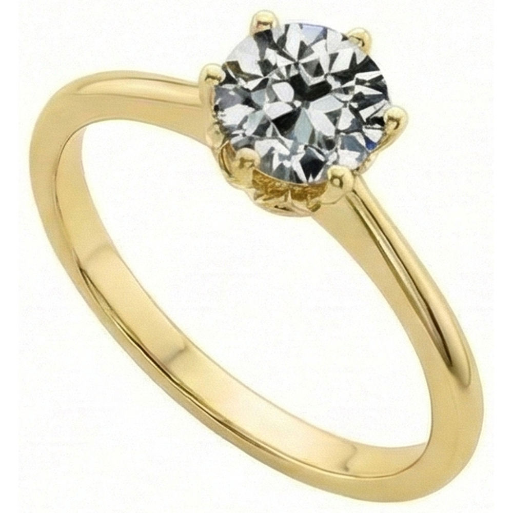 Damen Solitärring Rund alter Bergmann Echt Natürlicher Diamant ( nicht im Labor gezüchtet ) 1.50 Karat Gelbgold