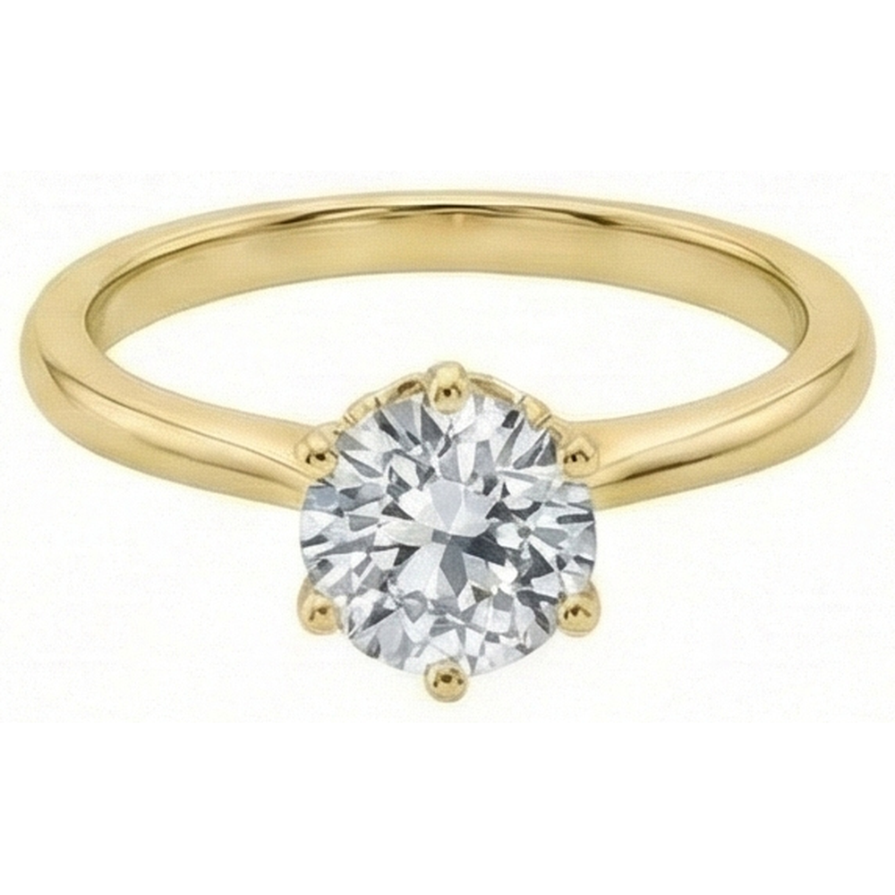 Damen Solitärring Rund alter Bergmann Echt Natürlicher Diamant ( nicht im Labor gezüchtet ) 1.50 Karat Gelbgold