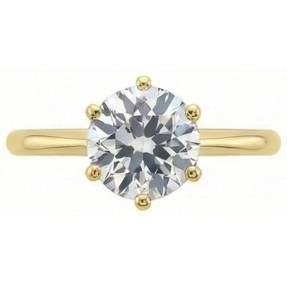 Damen Solitärring Rund alter Bergmann Echt Natürlicher Diamant ( nicht im Labor gezüchtet ) 1.50 Karat Gelbgold