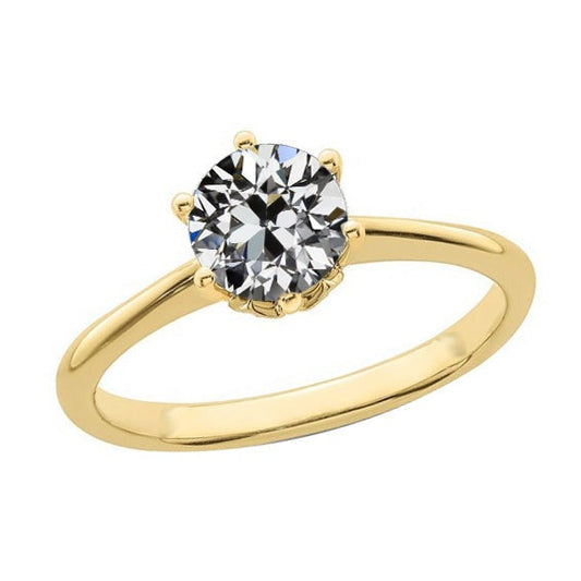 Damen Solitärring Rund alter Bergmann Echt Diamant 1.50 Karat Gelbgold