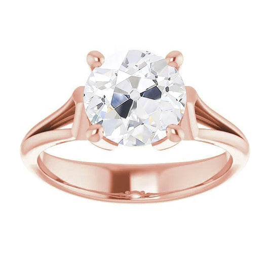 Damen Solitärring Rund alter Bergmann Echt Diamant Krappen Set 3.50 Karat