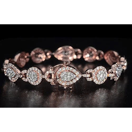 Damen Tennis Armband 10 Karat Echt Diamant Roségold Schmuck