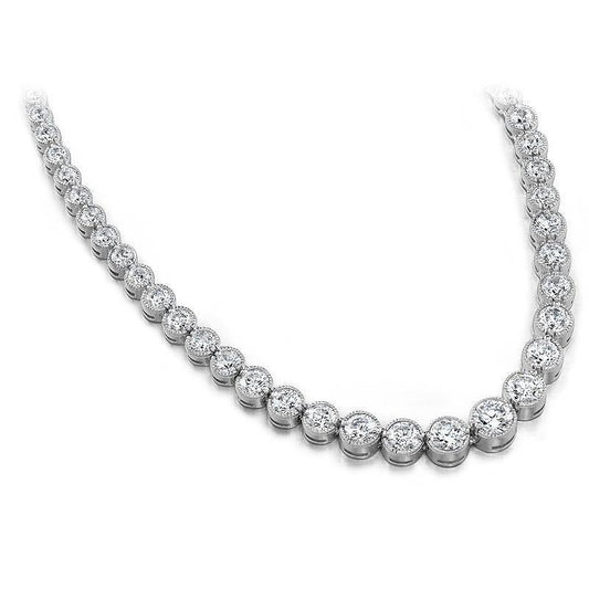Damen Tennis Halskette Echt 10 Karat Diamanten Gold Weiß