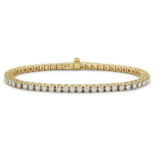 Damen Tennisarmband 6,50 Karat Runde Echt Diamanten Gelbgold 14K