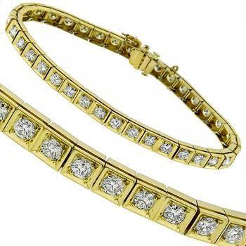 Damen Tennisarmband mit Rundschliff Natürlich Diamant 5,40 Karat Gelbgold 14K