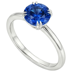 Damen Verlobungsring 2 Karat Neu Weißgold Solitär Blauer Saphir