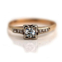 Damen-Verlobungsring mit Akzenten runder Altschliff-Echt Diamant 1 Karat