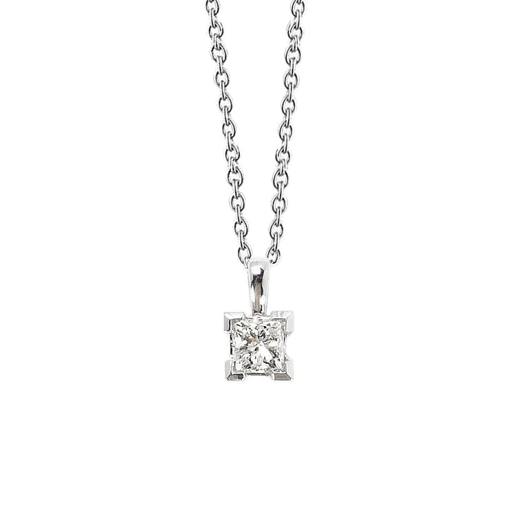 Damen Weißgold 1,00 Karat Solitär-Natürlich Diamant-Anhänger-Halskette