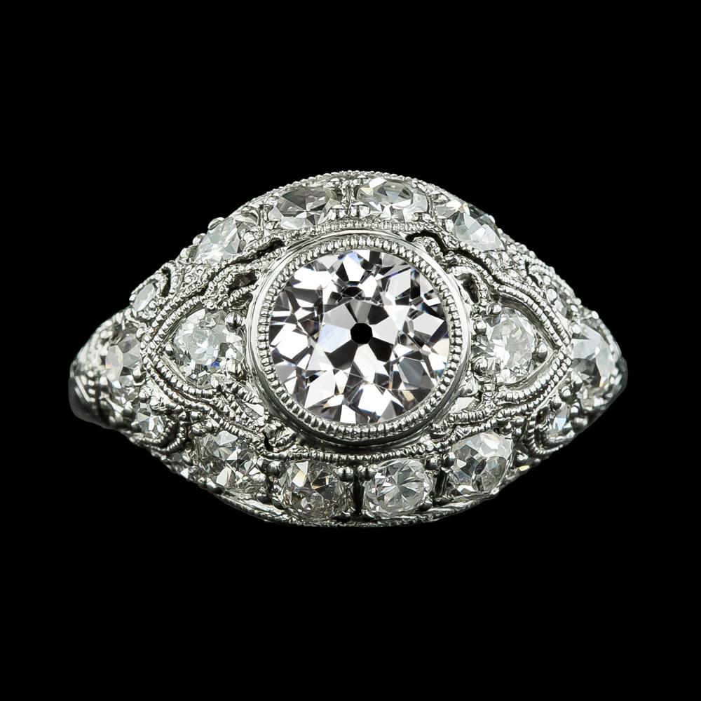 Damen alter Bergmann Natürliche Diamant Lünette Ring Milgrain Antique Style 5.25 Karat