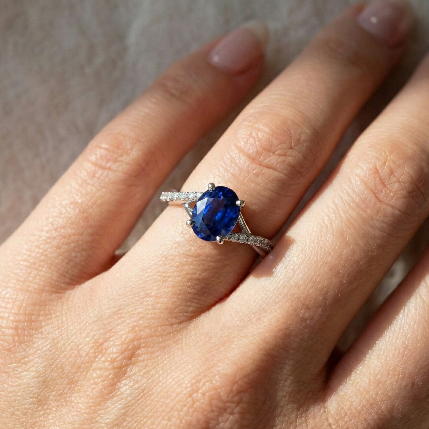 echter oval diamant 3Karat ring mit Diamantbesatz